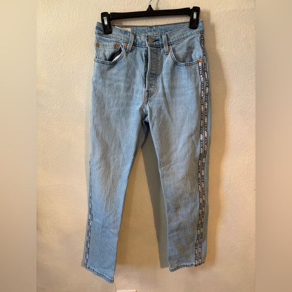 501 Crop Straight-Leg Jeans in Dibs with Tape - Picture 2 of 8